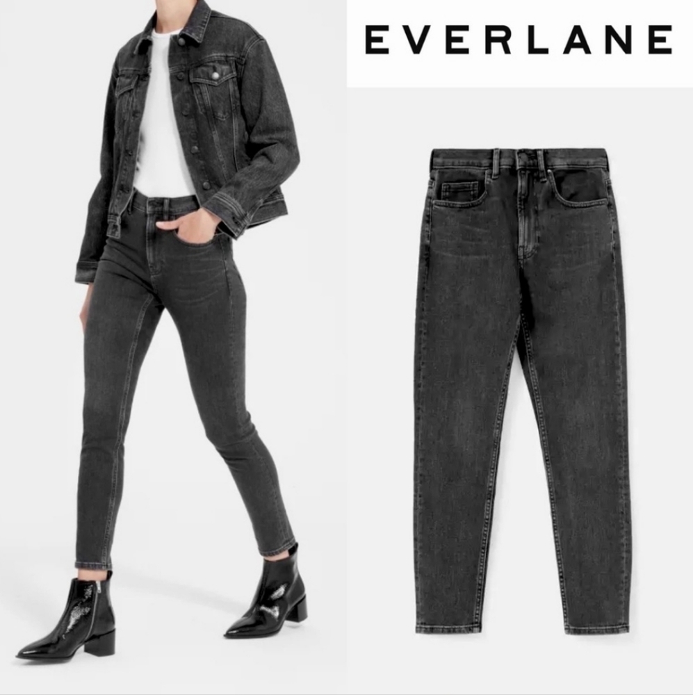 EVERLANE High Waist Skinny Premium Denim in Washed Black